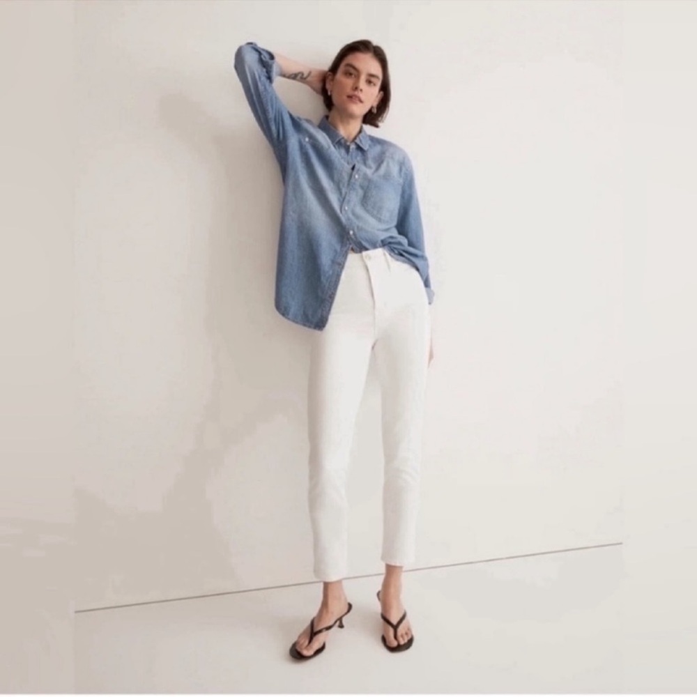 Madewell Stovepipe White High Rise Straight Leg Denim Jeans